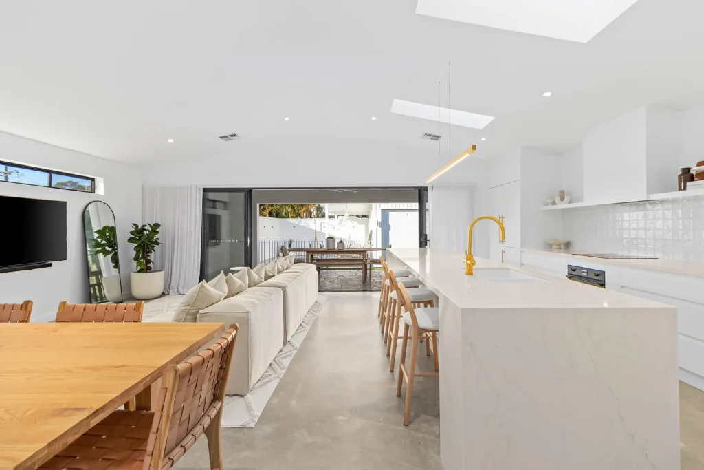 Light-filled open-plan living and dining space